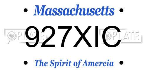 927XIC Massachusetts License Plate