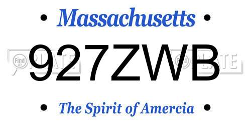 927ZWB Massachusetts License Plate