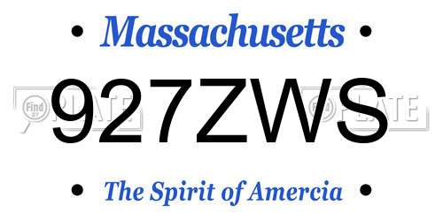 927ZWS Massachusetts License Plate