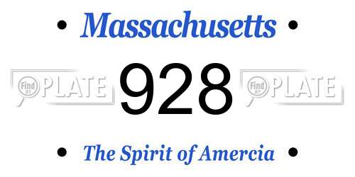 928 Massachusetts License Plate