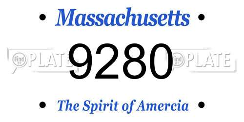 9280 Massachusetts License Plate