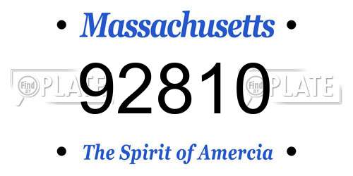92810 Massachusetts License Plate