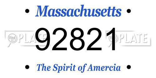 92821 Massachusetts License Plate