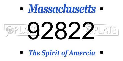 92822 Massachusetts License Plate