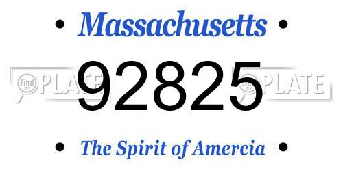 92825 Massachusetts License Plate