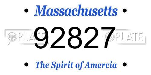 92827 Massachusetts License Plate