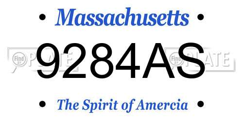 9284AS Massachusetts License Plate