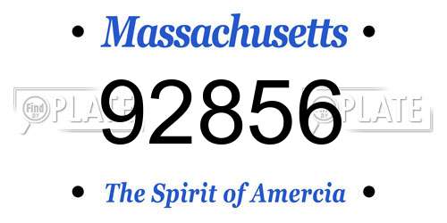 92856 Massachusetts License Plate