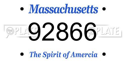 92866 Massachusetts License Plate