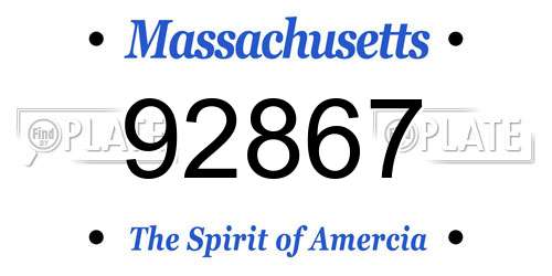 92867 Massachusetts License Plate