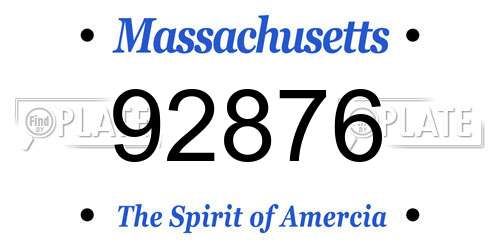 92876 Massachusetts License Plate
