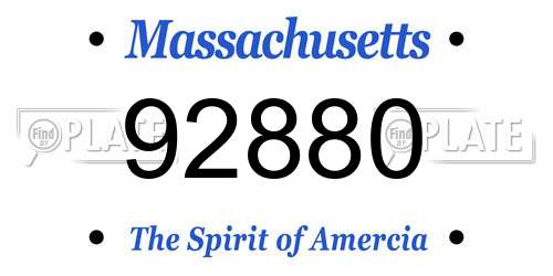 92880 Massachusetts License Plate