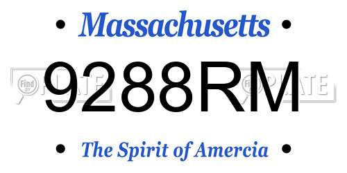 9288RM Massachusetts License Plate