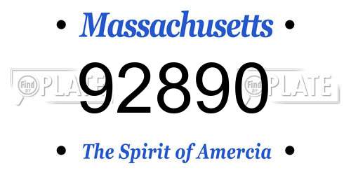 92890 Massachusetts License Plate
