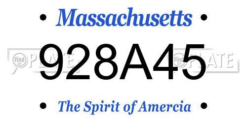 928A45 Massachusetts License Plate