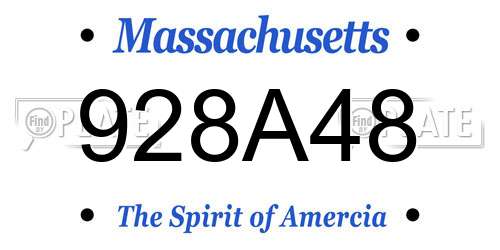 928A48 Massachusetts License Plate
