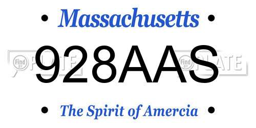 928AAS Massachusetts License Plate