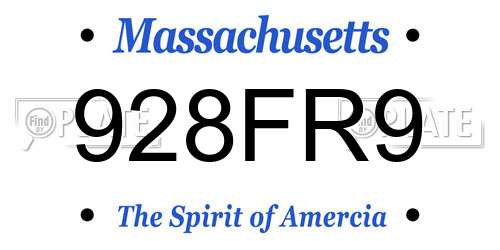 928FR9 Massachusetts License Plate