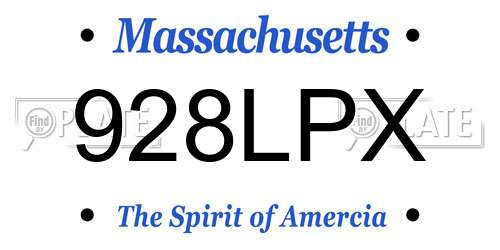 928LPX Massachusetts License Plate