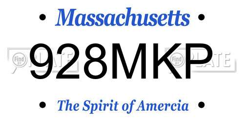 928MKP Massachusetts License Plate