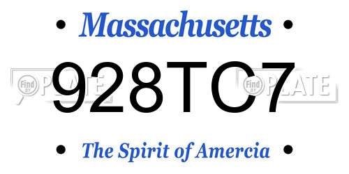 928TC7 Massachusetts License Plate