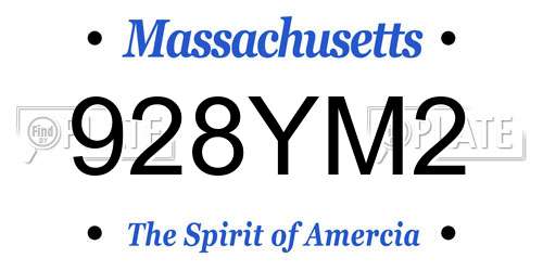 928YM2 Massachusetts License Plate
