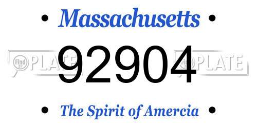 92904 Massachusetts License Plate