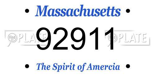 92911 Massachusetts License Plate