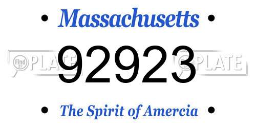 92923 Massachusetts License Plate