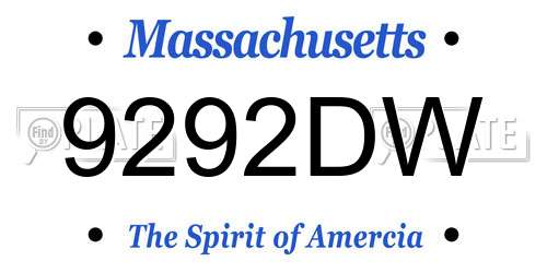 9292DW Massachusetts License Plate