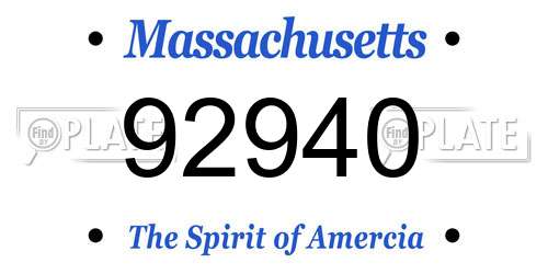 92940 Massachusetts License Plate
