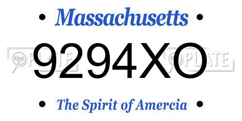 9294XO Massachusetts License Plate