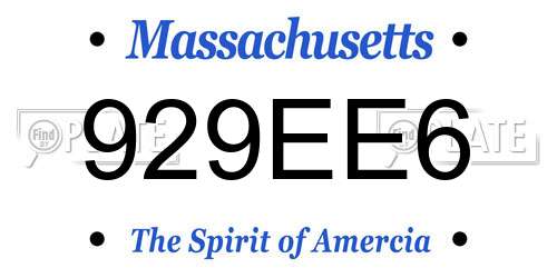929EE6 Massachusetts License Plate