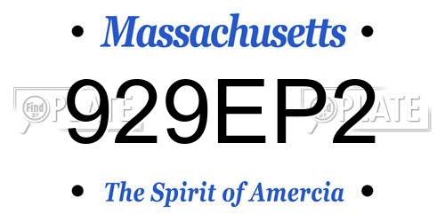 929EP2 Massachusetts License Plate