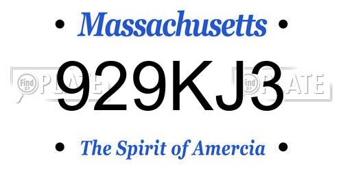 929KJ3 Massachusetts License Plate