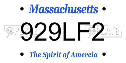 929LF2 Massachusetts License Plate