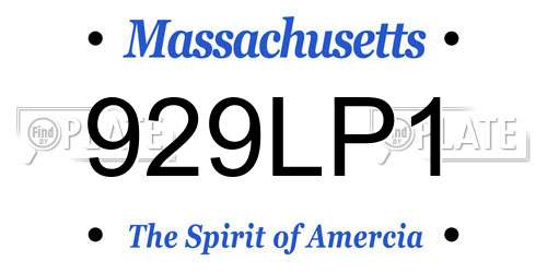 929LP1 Massachusetts License Plate