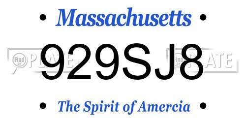 929SJ8 Massachusetts License Plate
