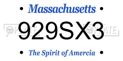 929SX3 Massachusetts License Plate