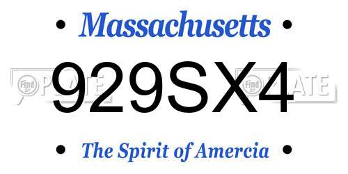 929SX4 Massachusetts License Plate