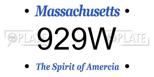 929W Massachusetts License Plate