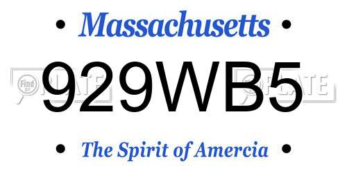 929WB5 Massachusetts License Plate