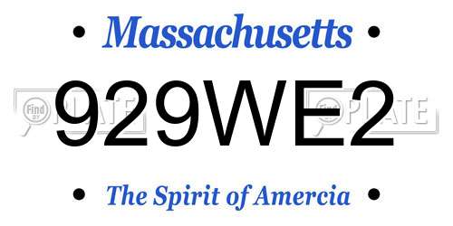 929WE2 Massachusetts License Plate