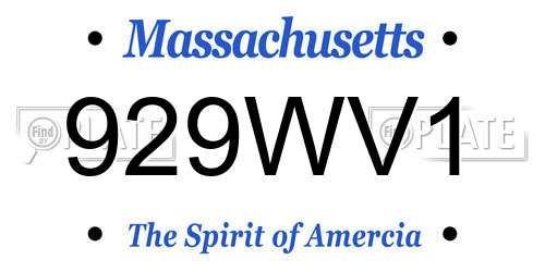 929WV1 Massachusetts License Plate