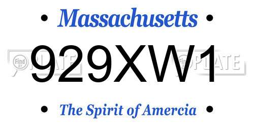 929XW1 Massachusetts License Plate