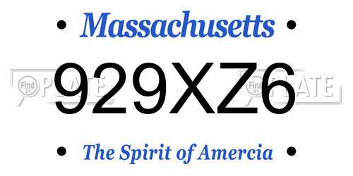 929XZ6 Massachusetts License Plate