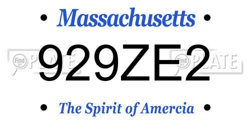 929ZE2 Massachusetts License Plate