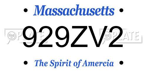 929ZV2 Massachusetts License Plate