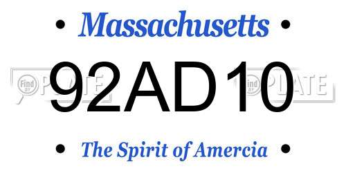 92AD10 Massachusetts License Plate