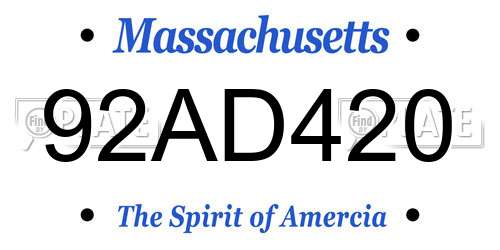 92AD420 Massachusetts License Plate